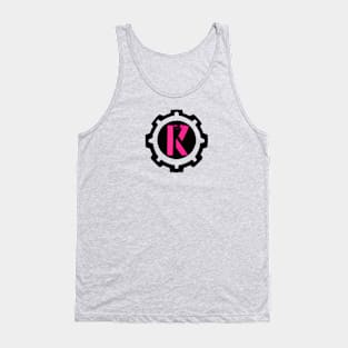 Pink Letter K in a Black Industrial Cog Tank Top